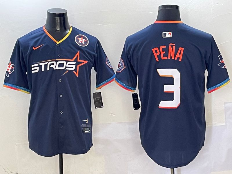 Men Houston Astros #3 Pena Dark Blue Fourth generation Joint Name Nike 2025 MLB Jersey style 6->houston astros->MLB Jersey